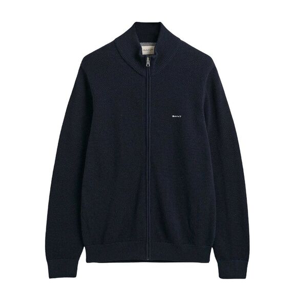 Gant Mens Cotton Pique Zip-Off Cardigan / Blue